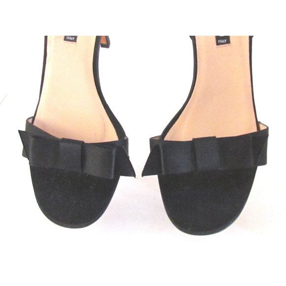 Adrienne Vittadini Black Satin Bow Detail High Heel Designer Sandals Size 8.5M - Picture 6 of 15